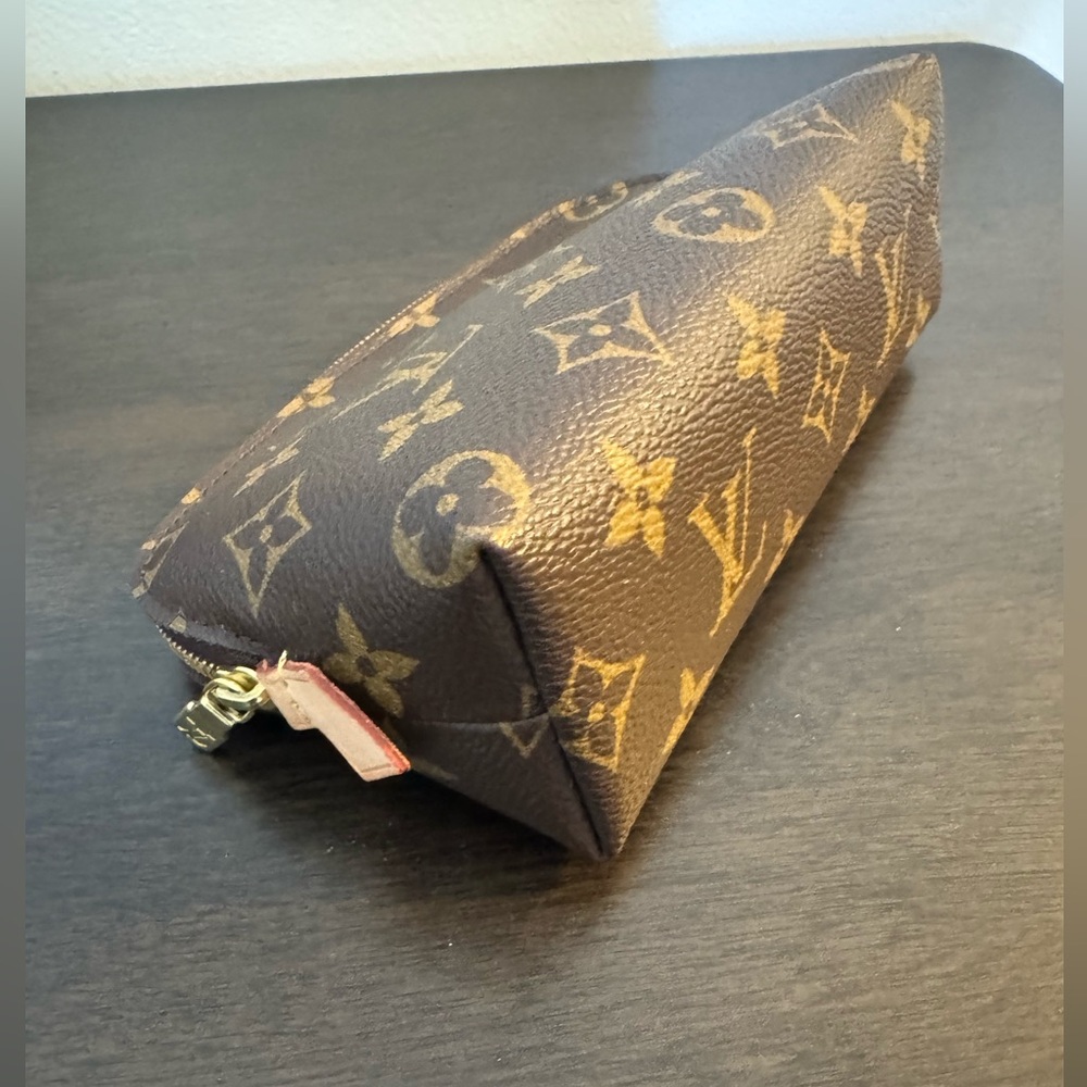 Authentic Louis Vuitton Monogram Dome Cosmetic Pouch - Brown with Gold Monogram - Picture 9 of 16